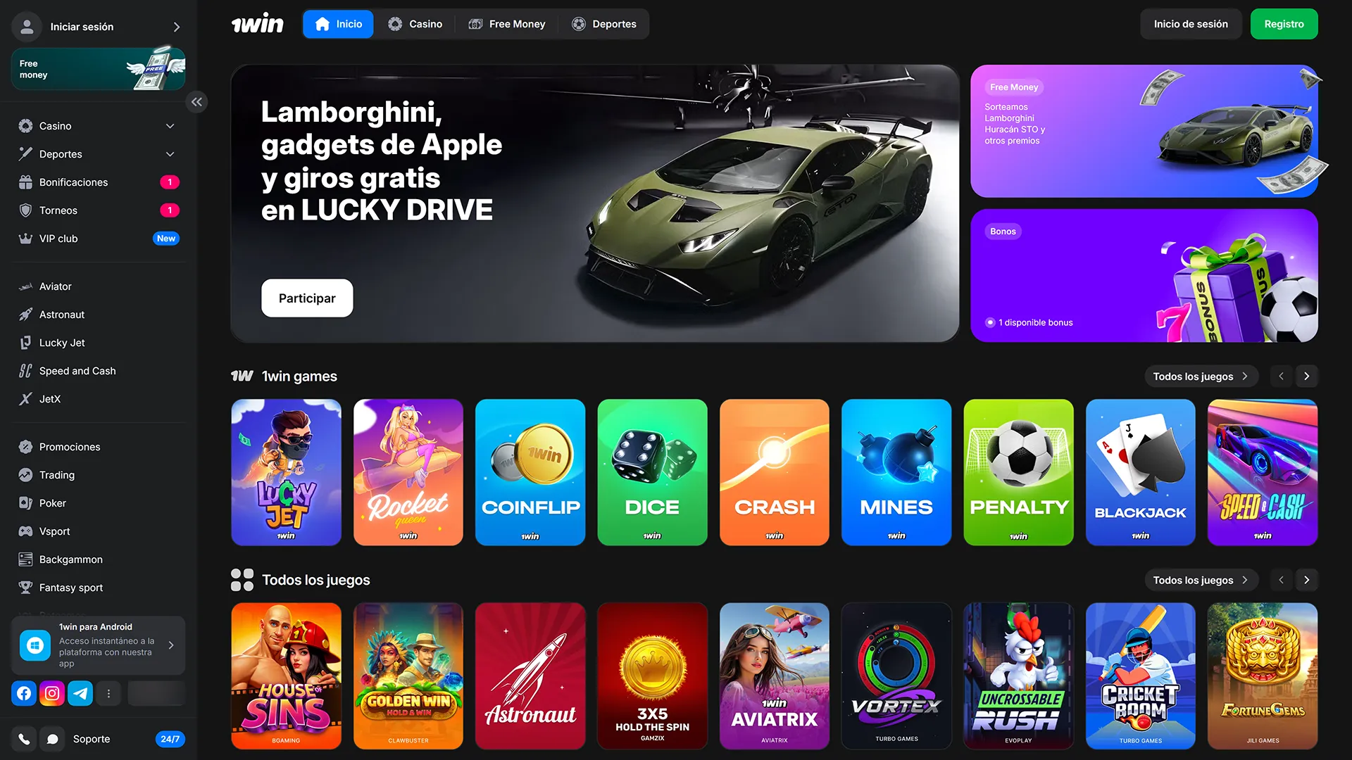 Encuentra el instalador en la web oficial de 1win.