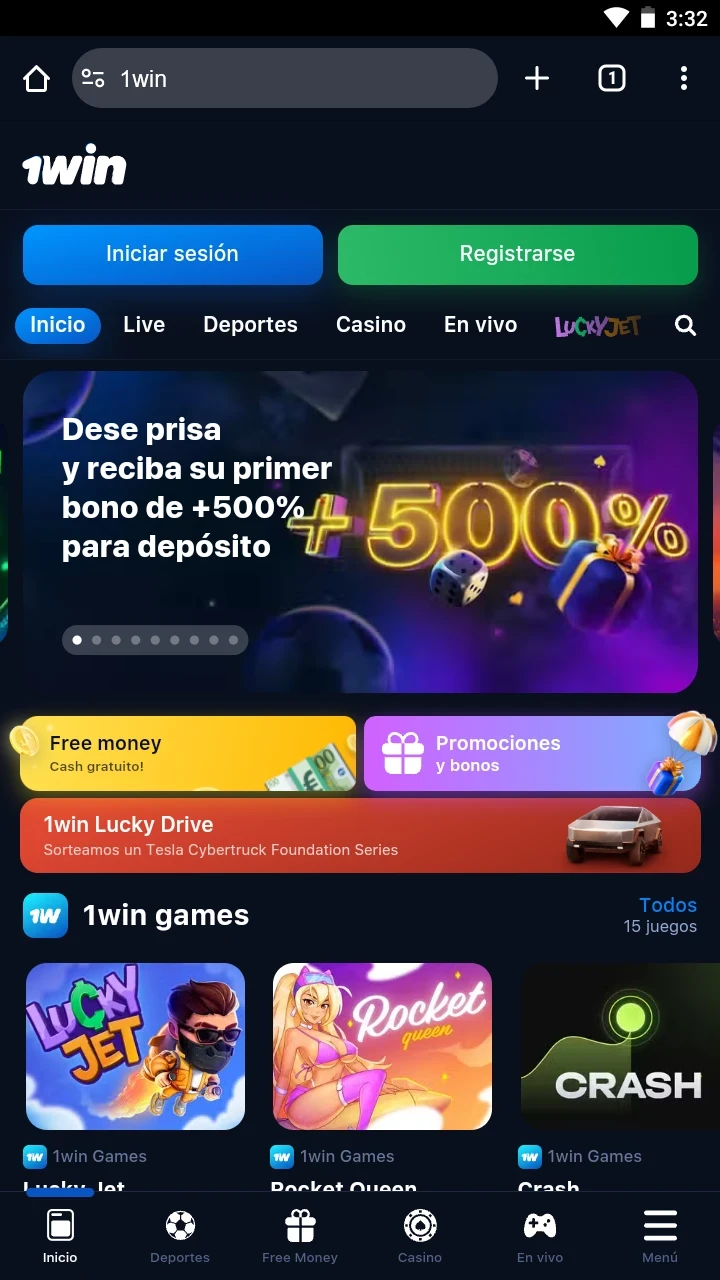Visite el sitio web oficial de 1win.