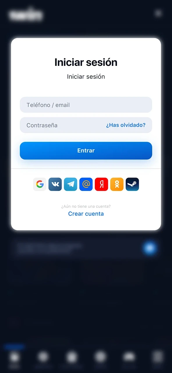 Conéctese a su cuenta 1win.