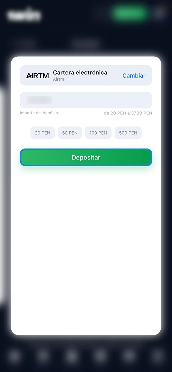 Confirme la transacción para que los fondos se abonen en su saldo 1win.