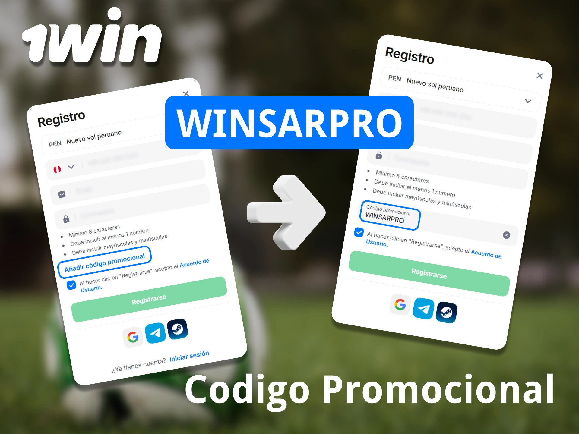 Usa el código promocional WINSARPRO para obtener más bonos de 1win.
