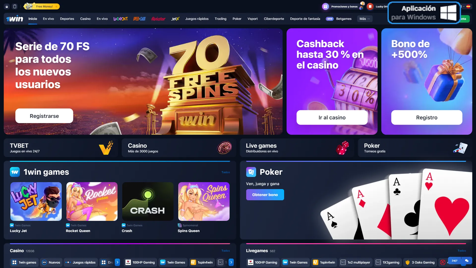 Encuentra el instalador en la web oficial de 1win.