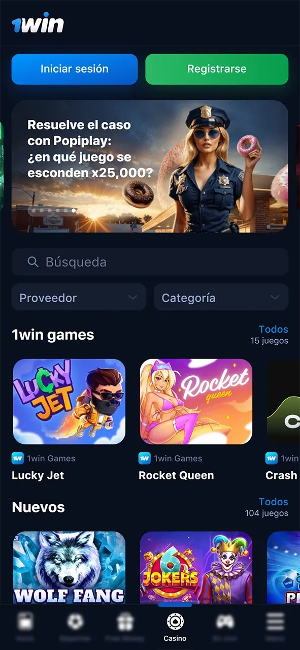 Elige tu juego favorito y empieza a jugar en 1win casino.