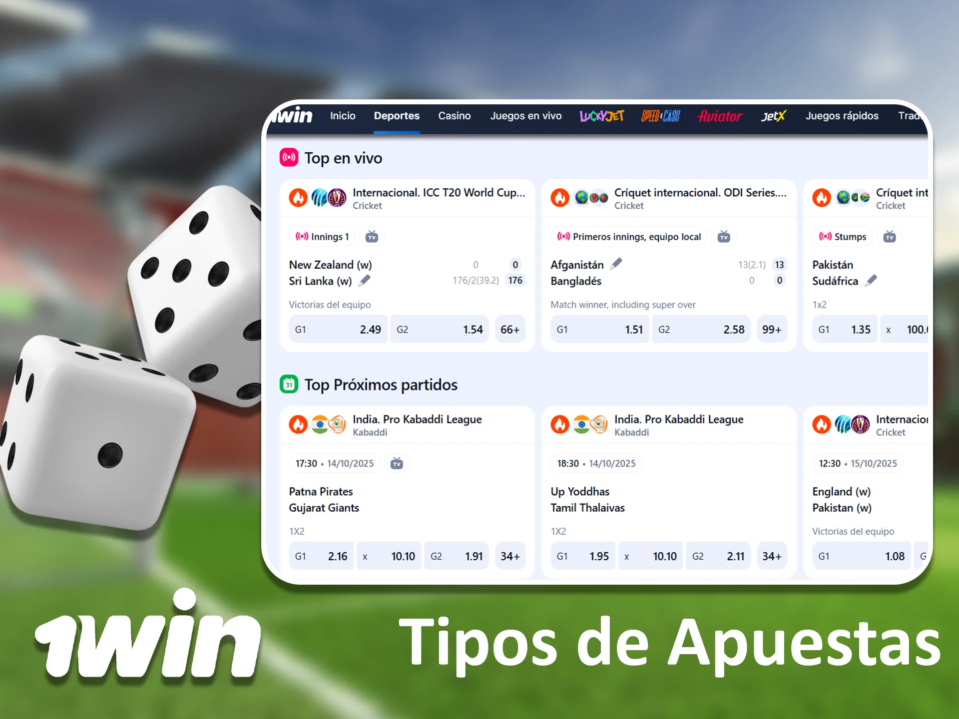 Descubra qué tipos de apuestas ofrece 1win.
