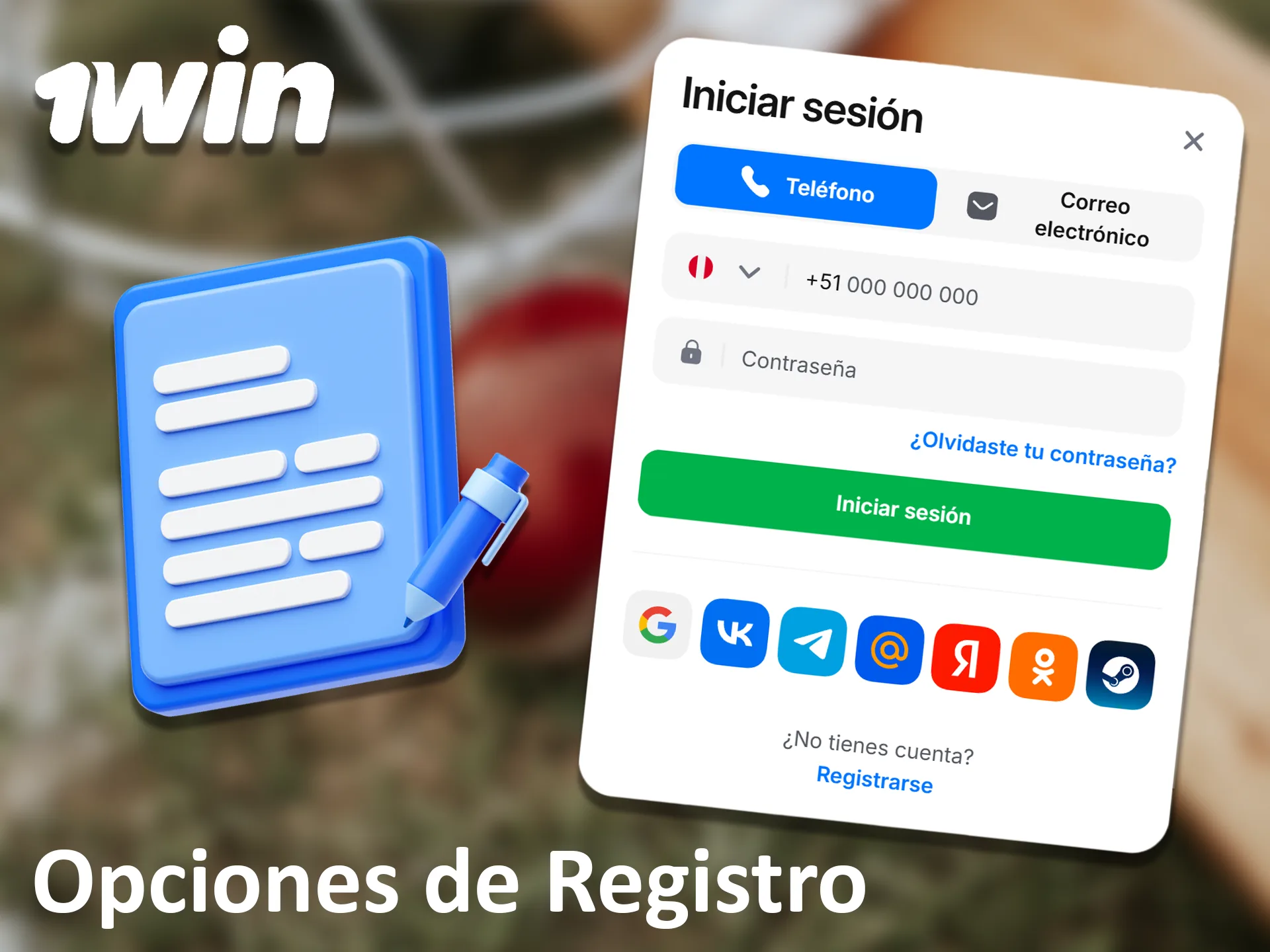 Elija el método de registro que más le convenga en la página web de 1win.