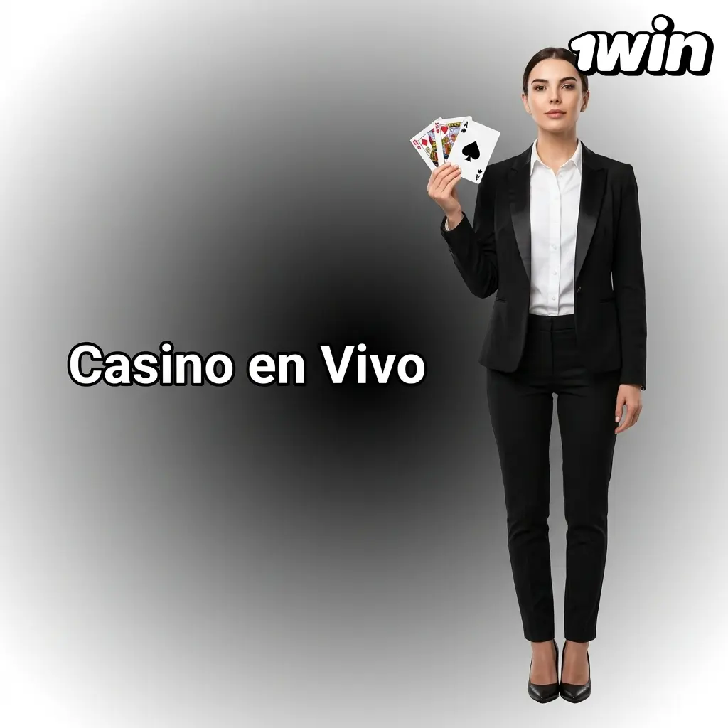 Crupier en vivo transmitiendo partidas de blackjack, ruleta y baccarat en estudios certificados de 1win