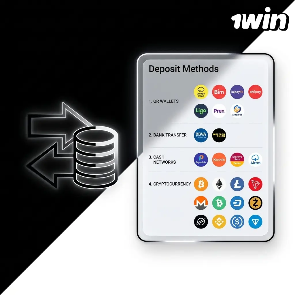 Métodos de depósito en 1win Perú: QR Wallets, Efectivo, criptomonedas y transferencias bancarias