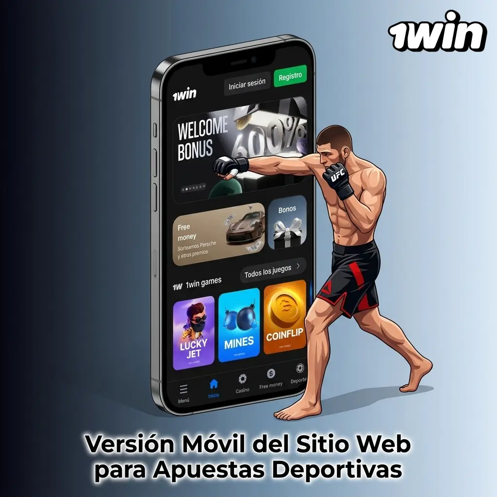 Sitio web móvil de 1win optimizado para Android e iOS, con acceso a apuestas deportivas y casino desde Perú