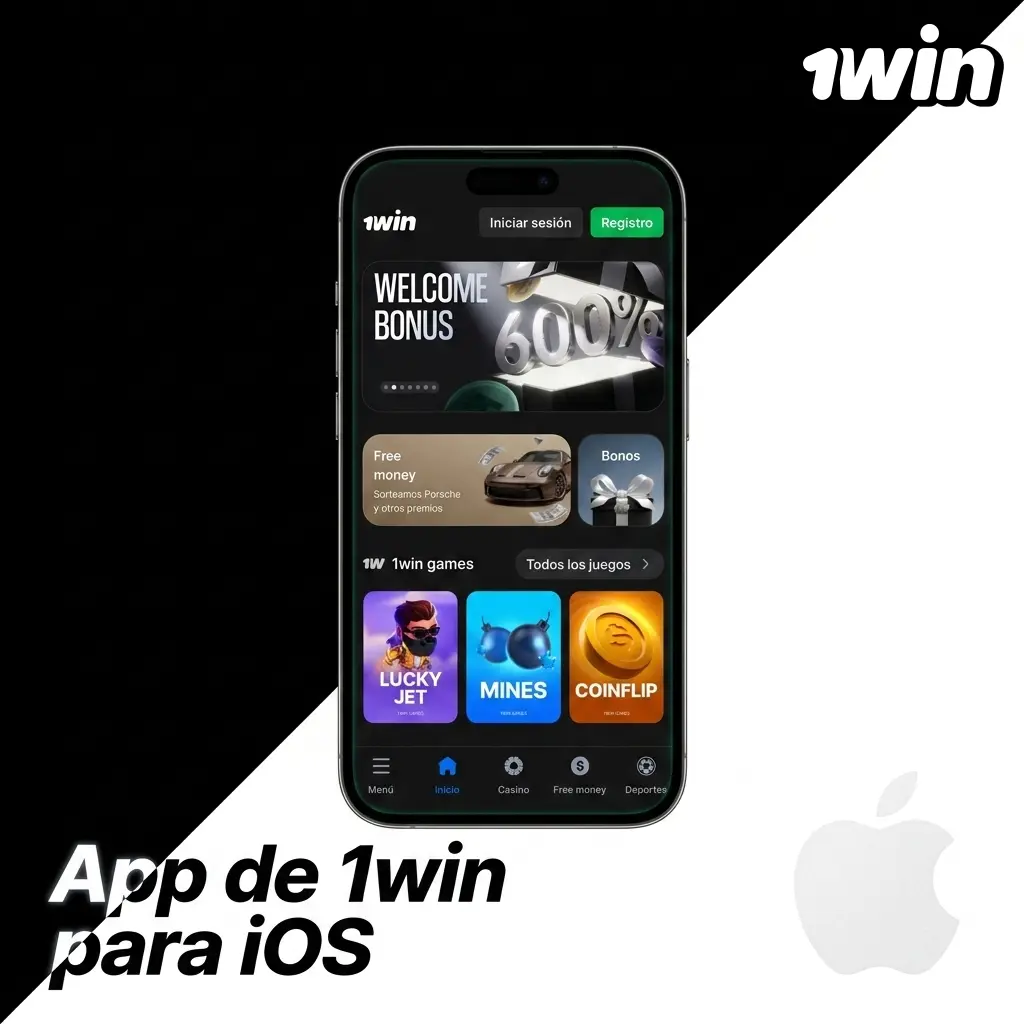 App de 1win para iOS disponible en App Store para iPhone y iPad con iOS 12.0 o superior