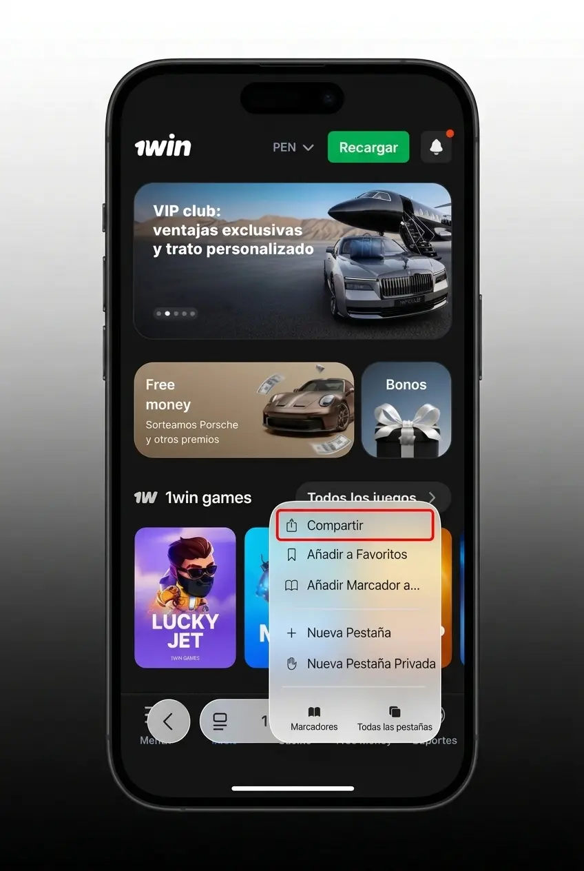 Guía en 4 pasos para instalar la app de 1win en iOS desde Safari y jugar Plinko en iPhone o iPad