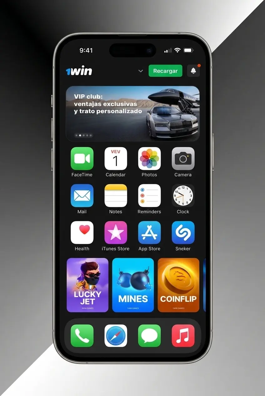 Pasos para instalar 1win como app en iPhone o iPad y acceder al juego Balloon desde Safari