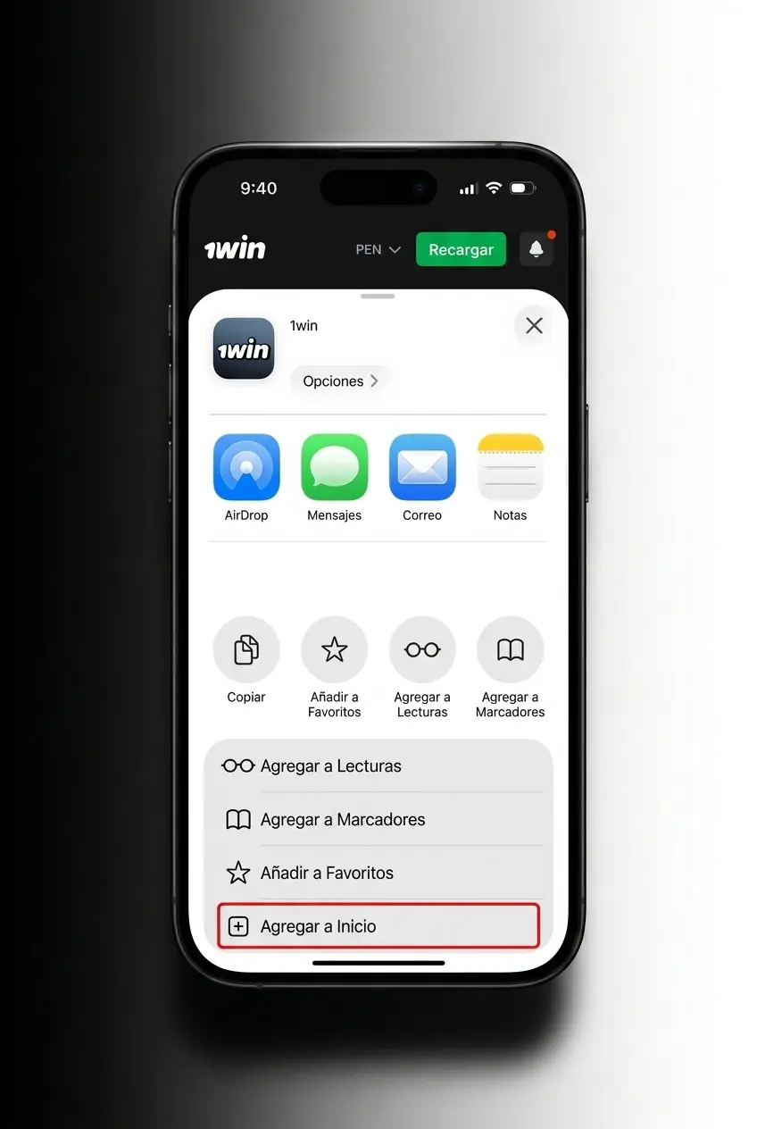 Pasos para instalar la app web progresiva de 1win en iOS y acceder a Lucky Jet desde iPhone o iPad