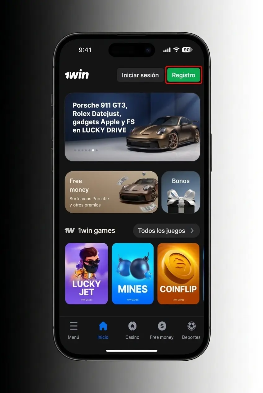 Pasos para registrarse en 1win y jugar Mines en Perú desde el casino online