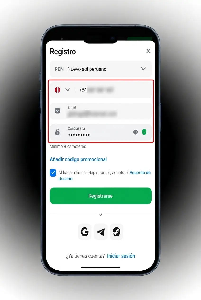 Pasos para registrarse en 1win y jugar Aviator en Perú desde el formulario de registro